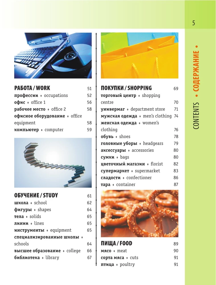 Angļu-krievu vizuālais vārdnīca ar transkripciju