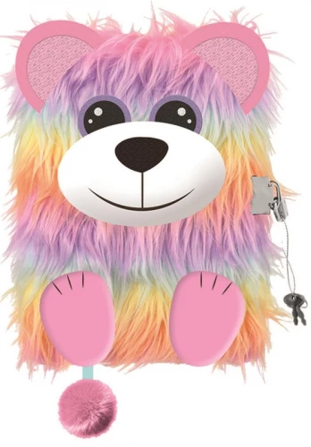 Dienasgrāmata ar atslēgu 3D «Mīkstais RAINBOW BEAR», formāts A5, 96 lapas