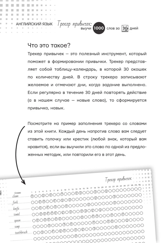Angļu valoda. Ieradumu izsekošanas rīks. Iemācies 1000 vārdus 30 dienās