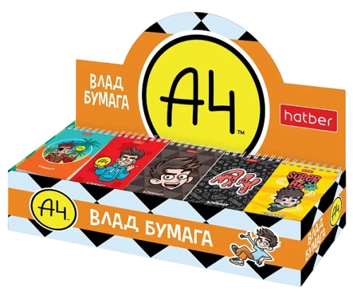 Блокнот А7 - Комплект: Влад А4 (клетка)