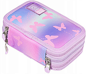 Пенал ST.RIGHT Pink Butterflies (тройной, с наполнением)