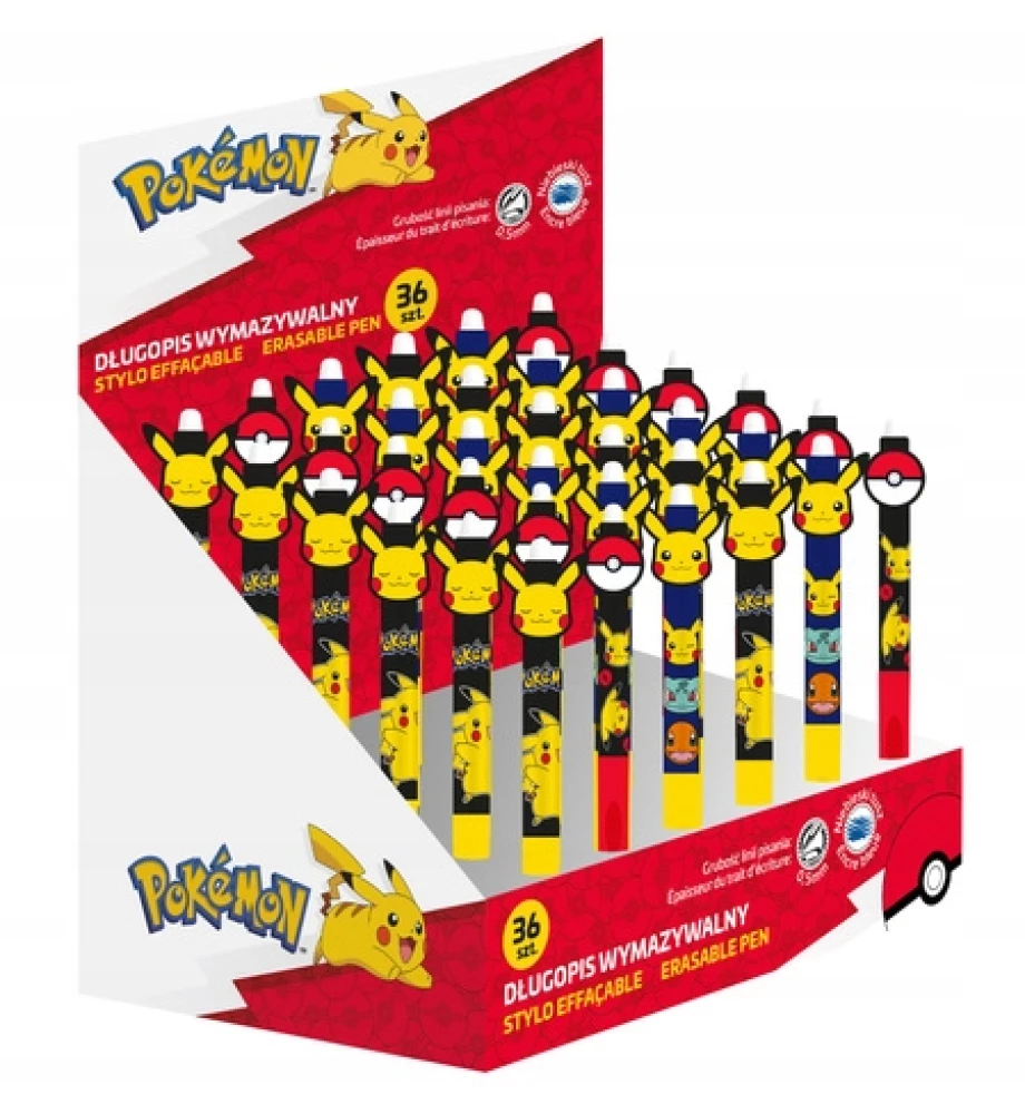 Шариковая ручка с ластиком - Pokemon, синяя, в ассортименте