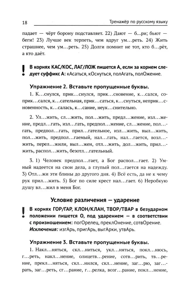 Тренажер по русскому языку. Орфография. Пунктуация. Орфоэпия