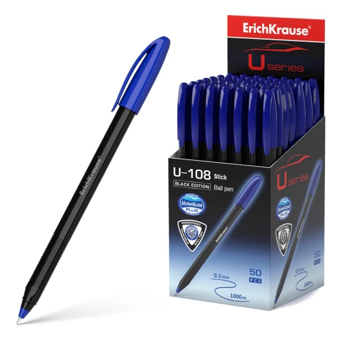 Шариковая ручка - ErichKrause Stick Black Edition, синяя