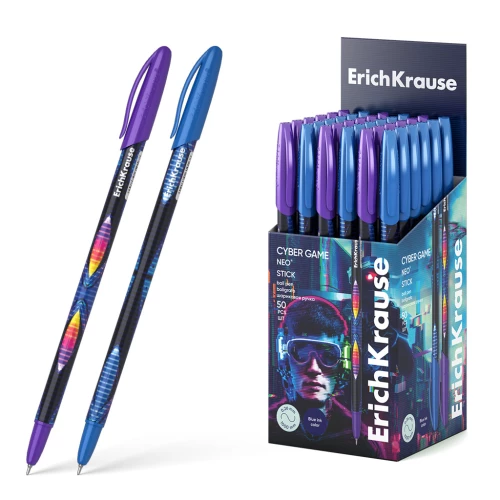 Шариковая ручка - ErichKrause Neo Stick Cyber Game, синяя, в ассортименте