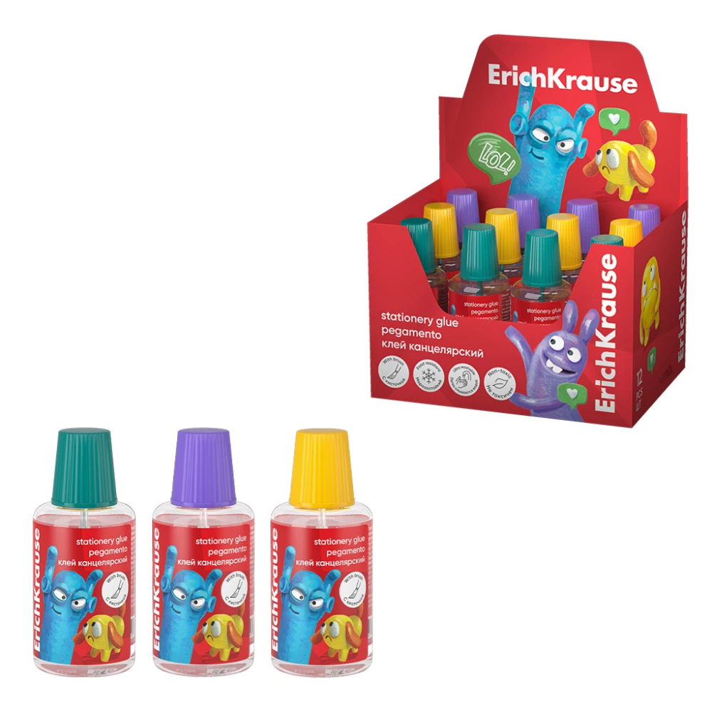 Клей с кисточкой - EasyStick Jolly Friends, в ассортименте