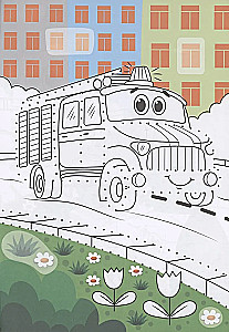 Раскраска. От точки к точке с наклейками. Транспорт