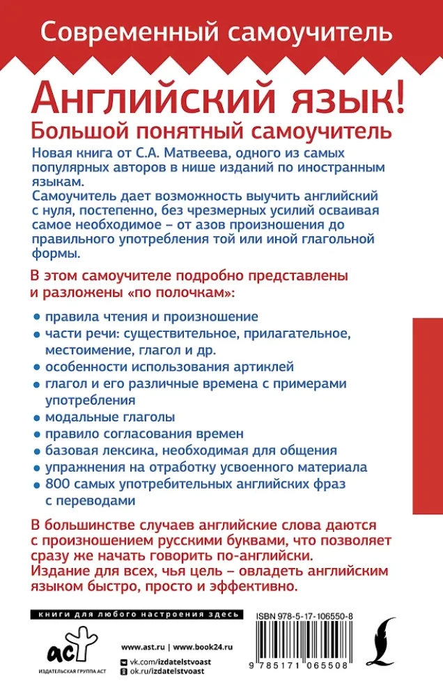 Английский язык! Большой понятный самоучитель. Всё подробно и по полочкам