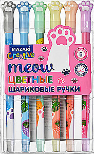 Kugļu pildspalvu komplekts - Ķepas, krāsains