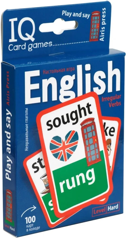 Karteņu komplekts English. Neparastie darbības vārdi (100 kartes)