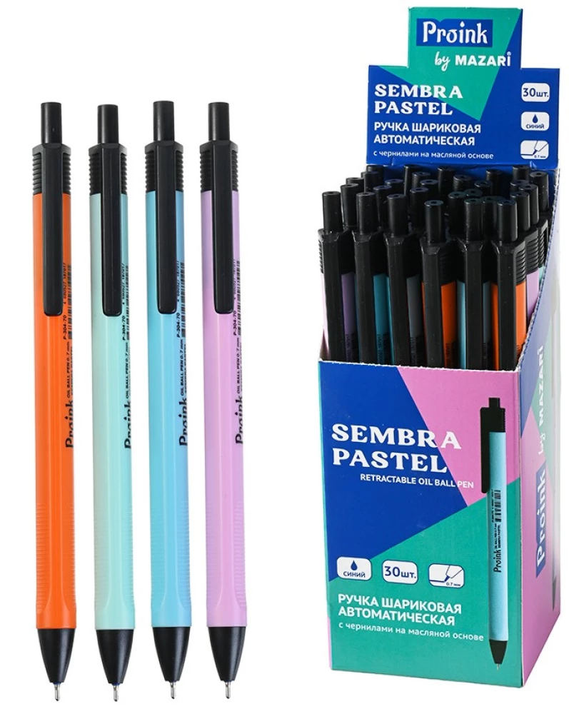 Ручка шариковая - Sembra pastel, синяя, в ассортименте