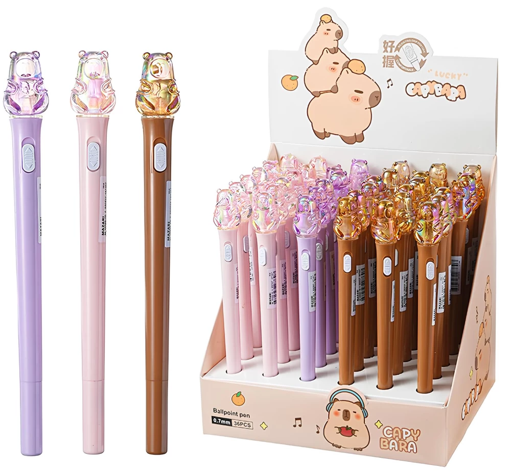Ручка шариковая - Capybara, синяя, с подсветкой, в ассортименте