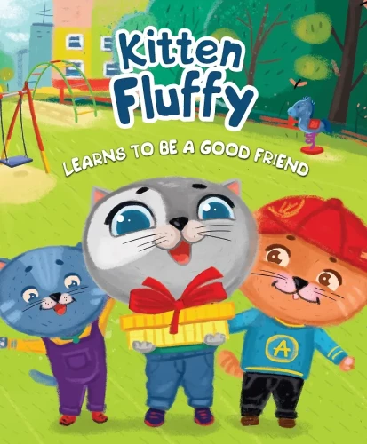 Kitten Fluffy learns to be a good friend /Котёнок Пух учится дружить