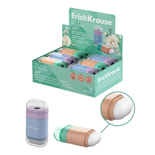 Asmens asināmais plastmasas - ErichKrause JOY®, Pastel Bloom, ar konteineru un dzēšgumiju, assorti