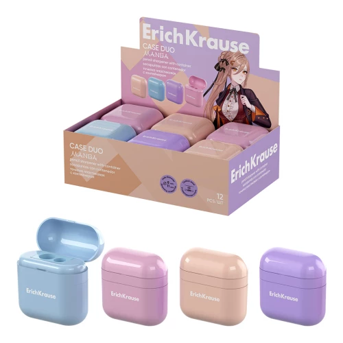 Plastmasas zīmuļu asināmais - Case Duo, Manga, ar konteineru, assorti