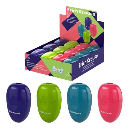 Plastmasas zīmuļu asināmais - Eva, Reef, ar konteineru, assorti