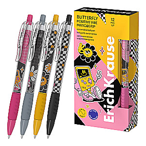 Automātiskā lodīšu pildspalva - Butterfly Matic&Grip Positive Vibe 0.7, Super Glide Tech, tintes krāsa zila, sortimentā