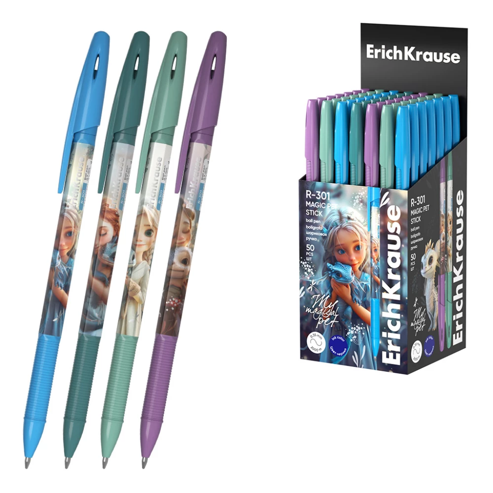 Ручка шариковая - R-301 Stick Magic Pet 0.7, цвет чернил синий, в ассортименте