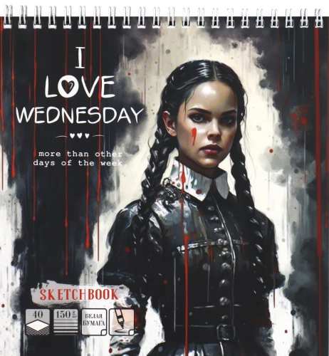 Скетчбук - I love Wednesday, 40 листов