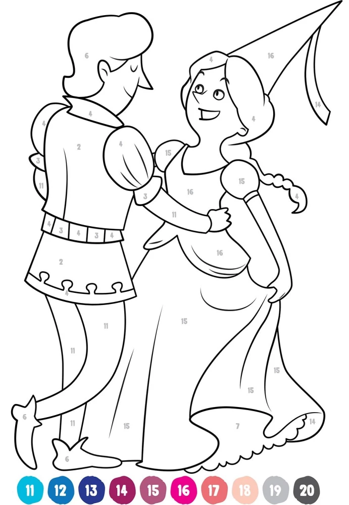Princese un bruņinieki. Krāso pēc cipariem