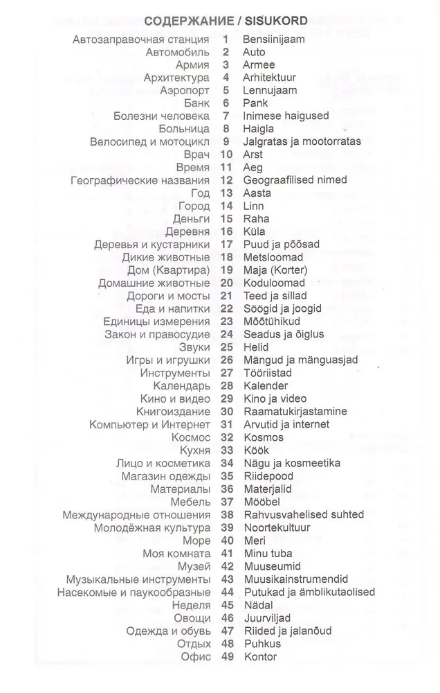 Igaunijas valoda. Tematiskais vārdnīca