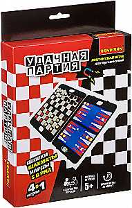 Удачная партия 4в1. Шахматы, шашки, нарды, 5 в ряд