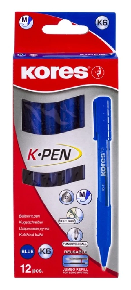Trīsstūrveida korpusa pildspalva K-PEN K6 (zilā)