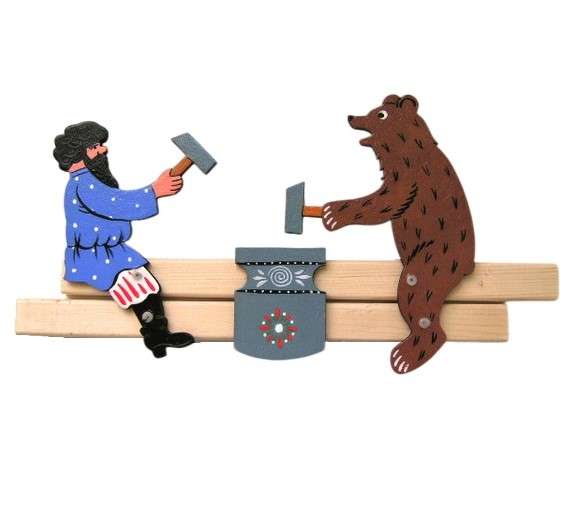Bogorodskaya rotaļlieta - Kalēji: Vīrietis un lācis