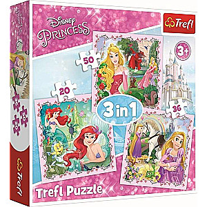 Puzle 3in1 Trefl: Rapunzele, Aurora un Ariel