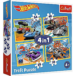 Puzle 4in1 Trefl: Hot Wheels transportlīdzekļi