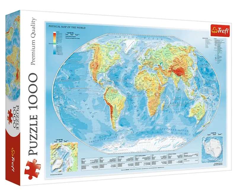 Пазл 1000 Trefl: Physical map of the world