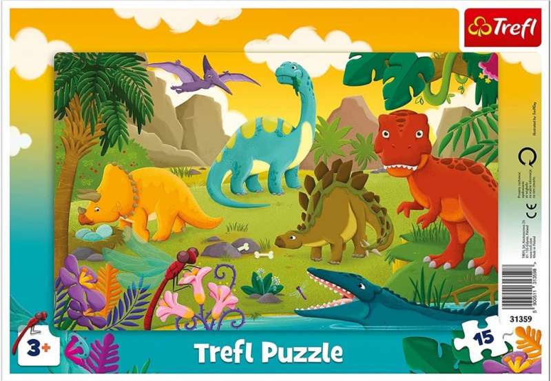Puzzle 15 Trefl: Dinosaurs