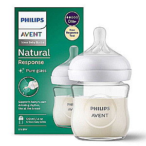 Stikla barošanas pudele Philips Avent Natural (dabiskais plūsma), 0 mēn+., 125 ml.
