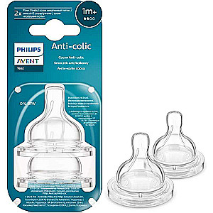 Silikona knupis Philips Avent: anti-kolikas, lēns plūsmas, 1 mēn+., 2 gab.