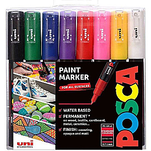 UNI Posca PC-1M marķieru komplekts, 8 krāsas