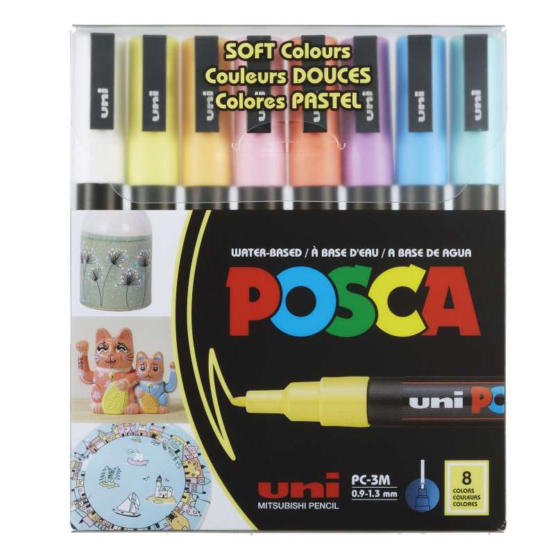 Набор маркеров UNI Posca PC-3M, Soft Color, 8 цветов