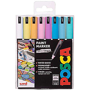 UNI Posca PC-5M marķieru komplekts, 8 krāsas