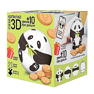 3D Puzle-kasīte + 10 stundas par naudu. Panda. 60 detaļas