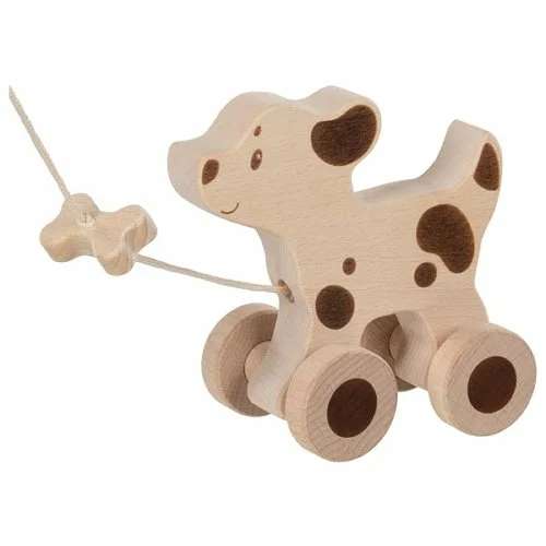 Игрушка-каталка - Деревянная Собачка с косточкой 