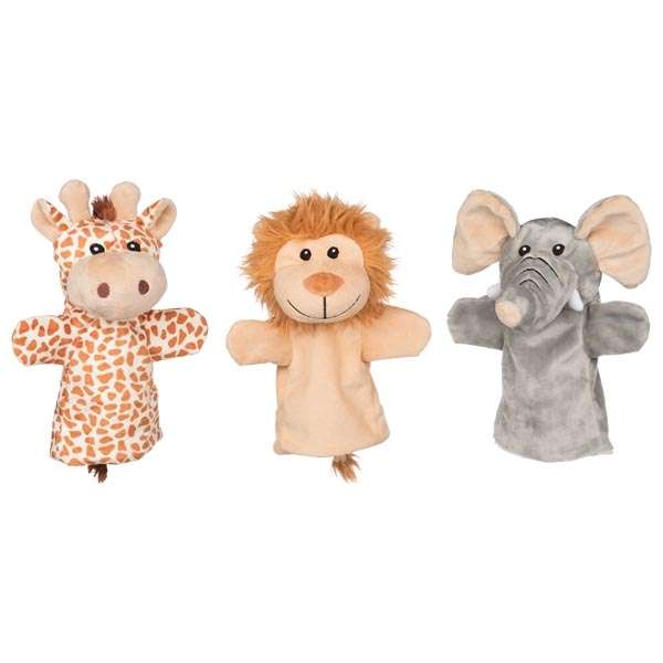 Мягкие ручные игрушки - Животные: лев, жираф и слон