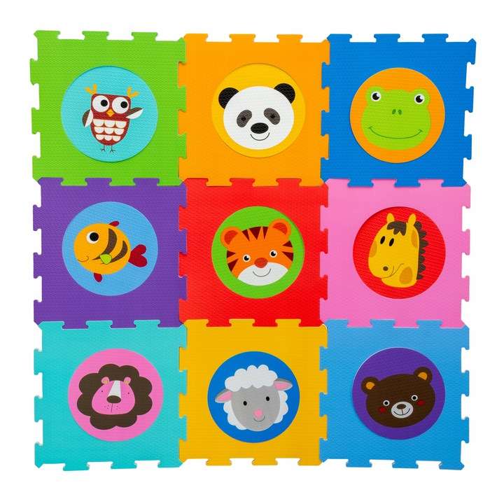 Moduļu puzles paklājiņš - Dzīvnieki, 9 gab