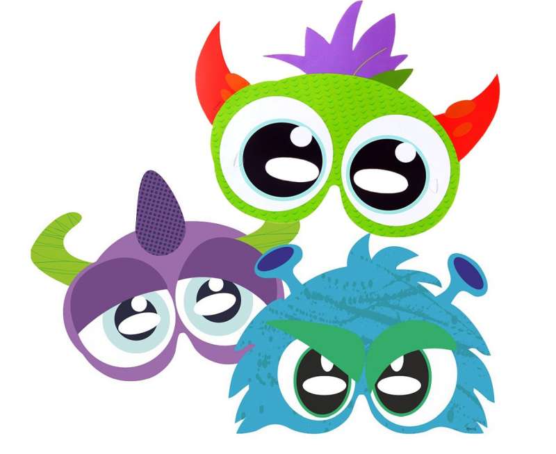 Karnevala maska - Happy Monsters, komplekts