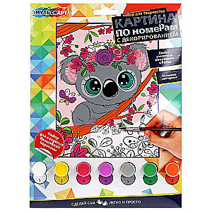 Gleznošanas komplekts - Koala pēc skaitļiem uz audekla
