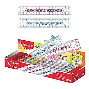 Nedauzošā plastmasas lineāla MAPED Study Fancy, 15 cm