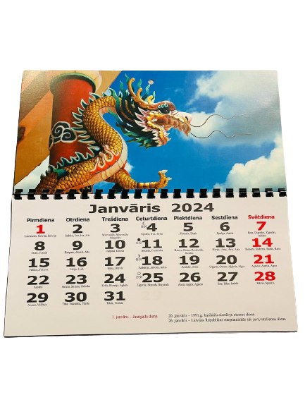Sienas kalendārs 2024. g. IRARS (1 mēnesis, 140 x 300 mm) (LV)