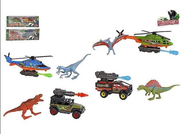 Транспорт с динозаврами, микс