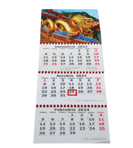 Sienas kalendārs 2024. g.  A3 (3 mēneši/3 spirāles)  (LV)