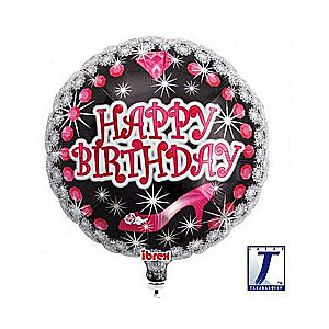 Фольгированный шар  Ibrex 14, Happy Birthday Heel&Diamond
