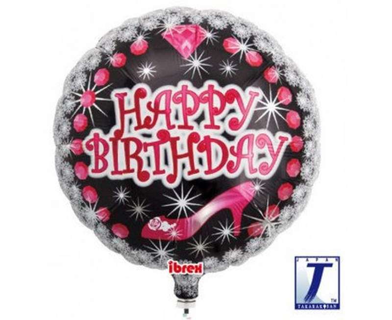 Фольгированный шар  Ibrex 14, Happy Birthday Heel&Diamond