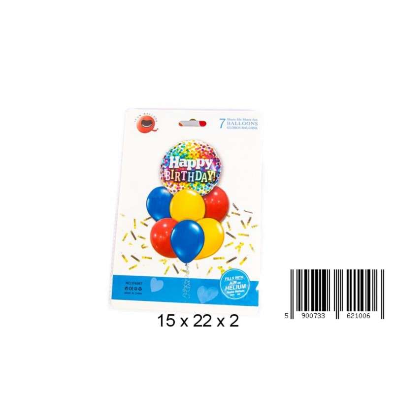 Folijas balonu komplekts Happy birthday,7 gab